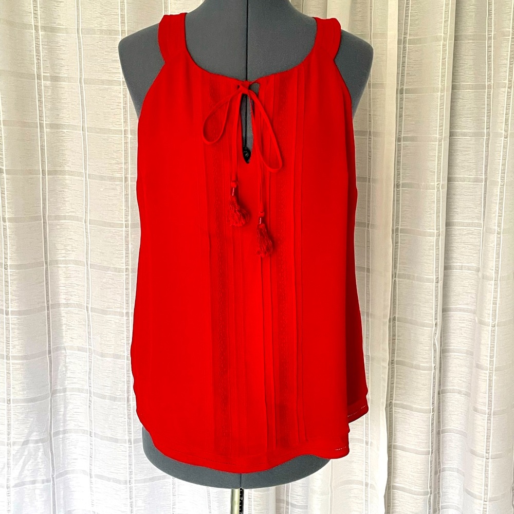 Whbm Ruby Red Tie String Sleeveless Top - image 1
